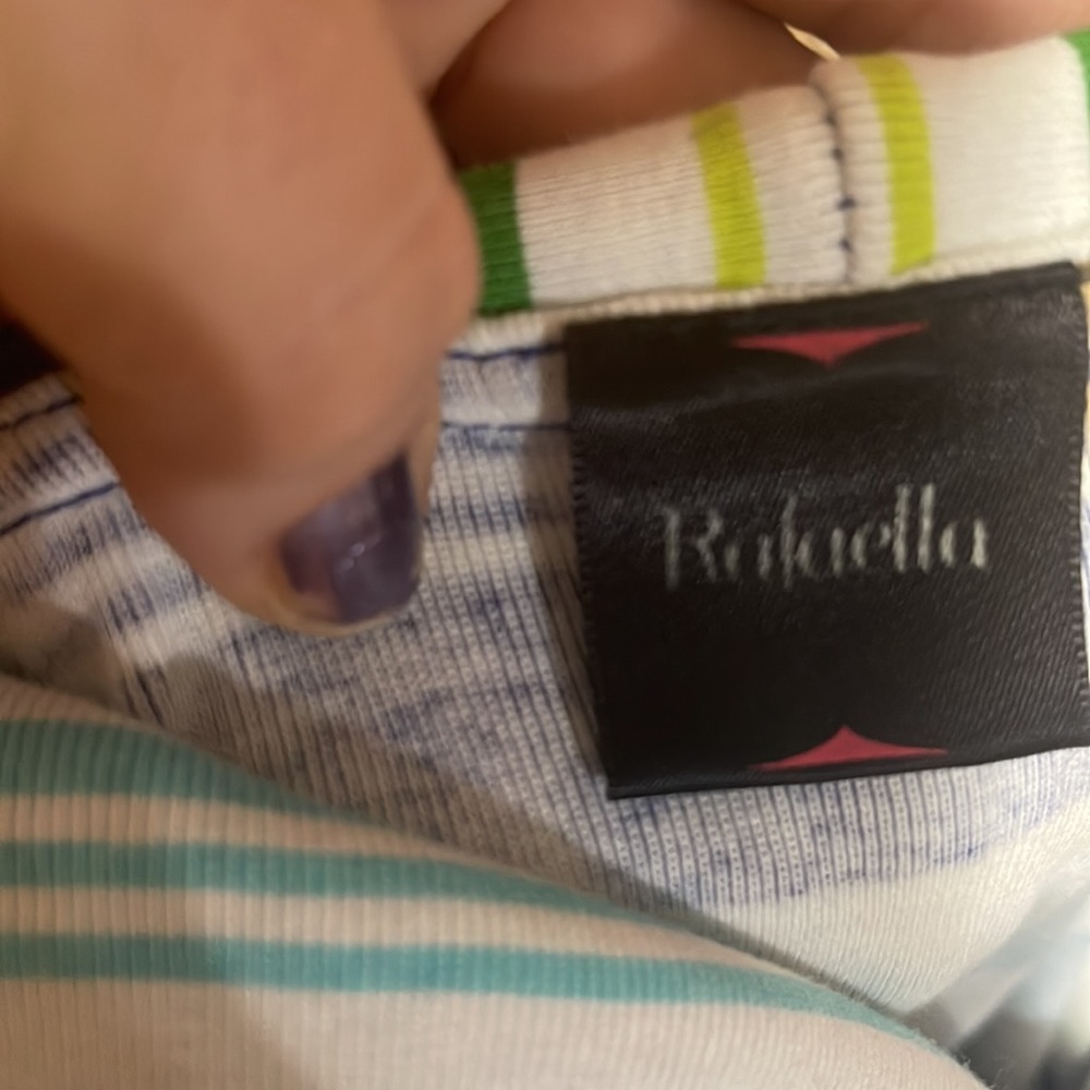 Rafaela top  white blues and green size L - Picture 5 of 6